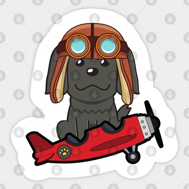 Cute sheepdog is in a vintage plane Sticker by Pet Station